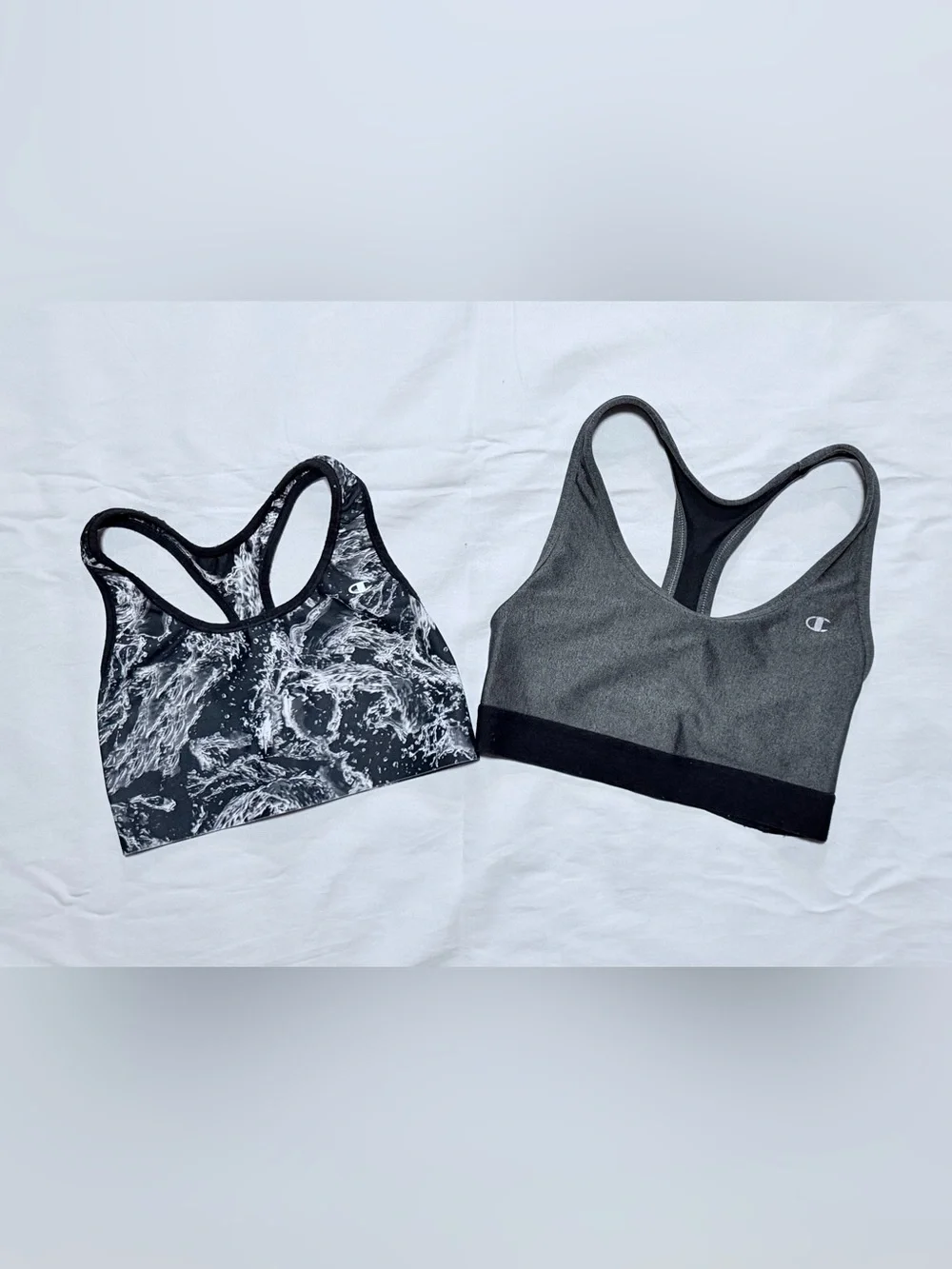 Bundle of 2 Champion Racerback Sports Bras Grey Black Size Small